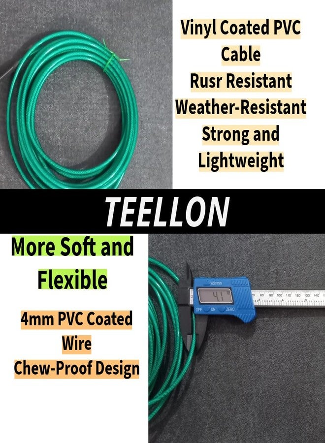 TEELLON حبل ربط/مقود TEELLON 10FTX4 (4 مم) شديد التحمل وخفيف الوزن للكلاب الصغيرة والمتوسطة الحجم، يتحمل قوة شد تصل إلى 60 رطلاً، مطلي بمادة PVC مقاومة للصدأ ومقاومة للمضغ، مثالي للتخييم في الفناء. (متعدد الألوان) - Image 3